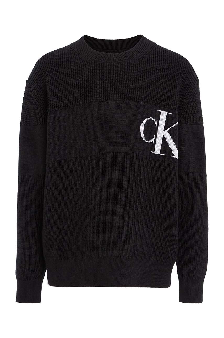 Детский хлопковый свитер Calvin Klein Jeans цвет чёрный