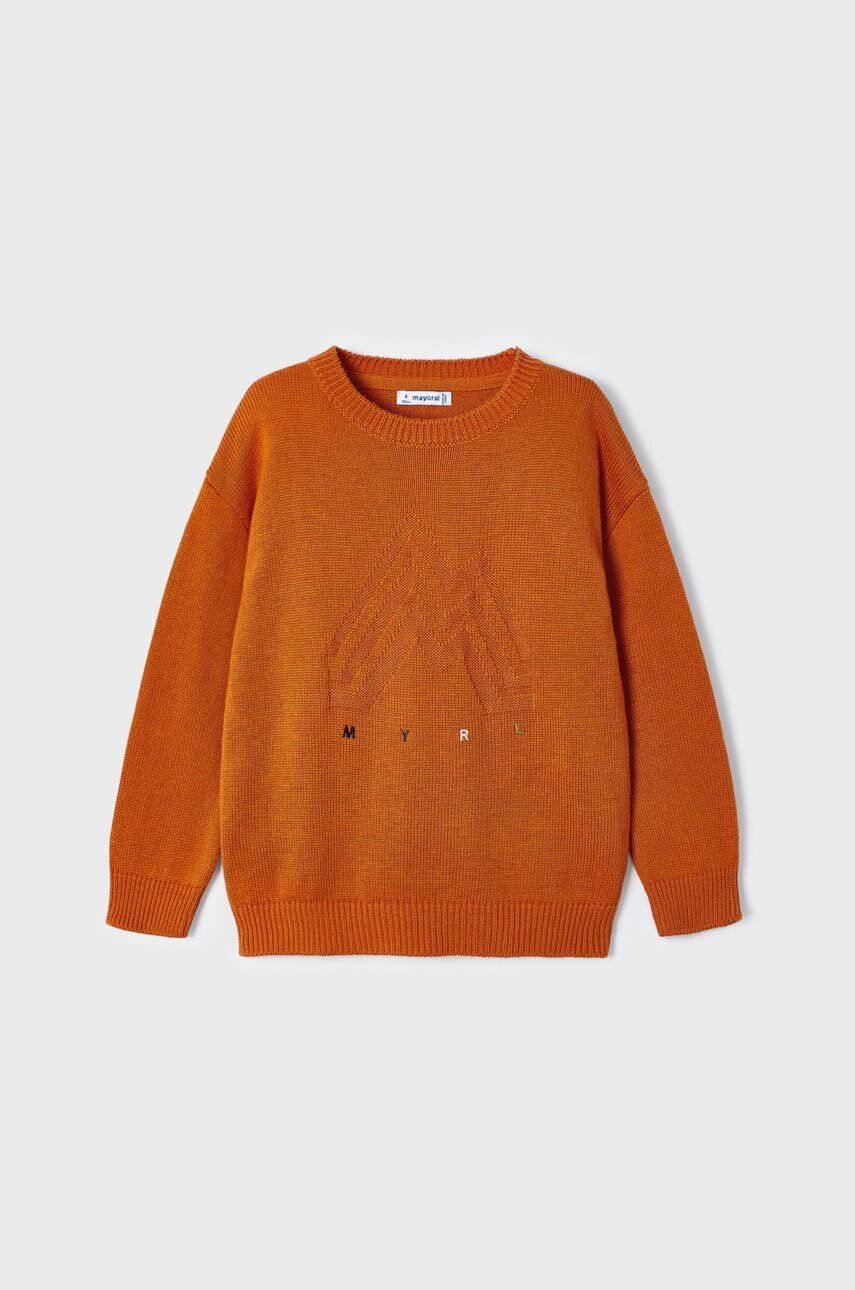 Levně Dětský svetr s příměsí vlny Mayoral oranžová barva, lehký