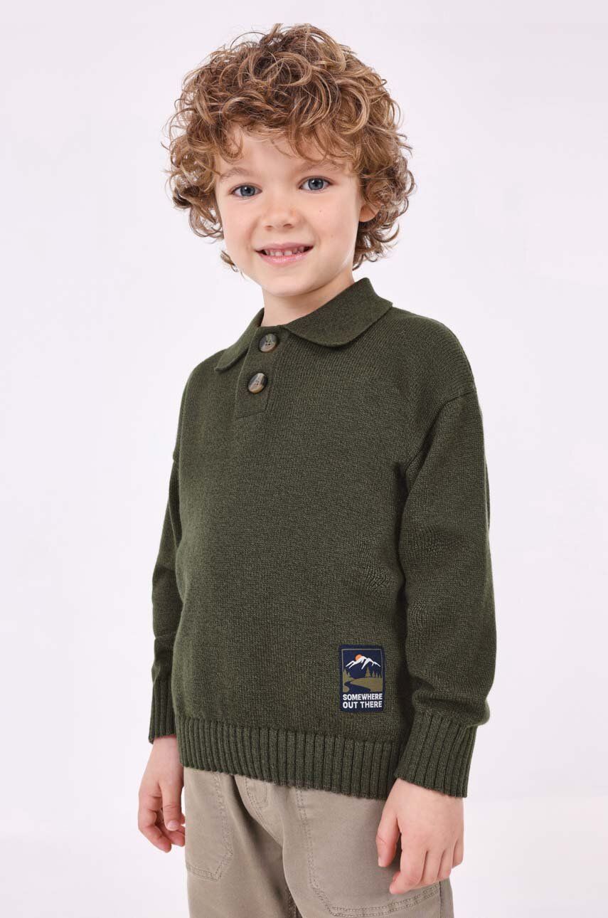 E-shop Dětský svetr s příměsí vlny Mayoral zelená barva, lehký