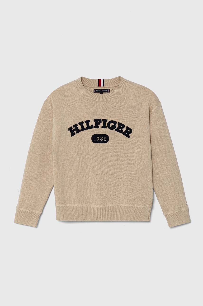 

Дитячий бавовняний светр Tommy Hilfiger колір бежевий легкий
