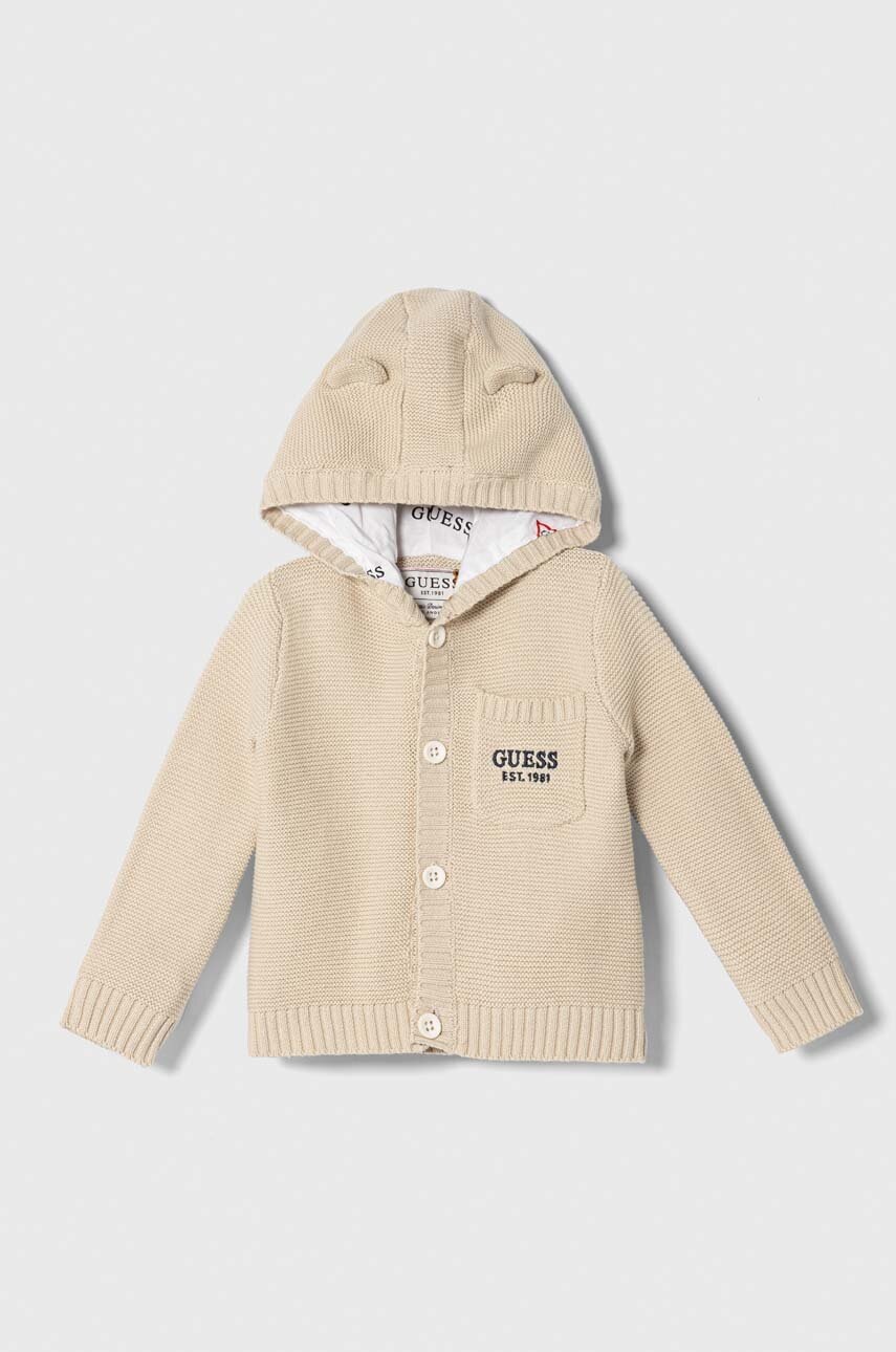 

Дитячий бавовняний кардиган Guess колір бежевий