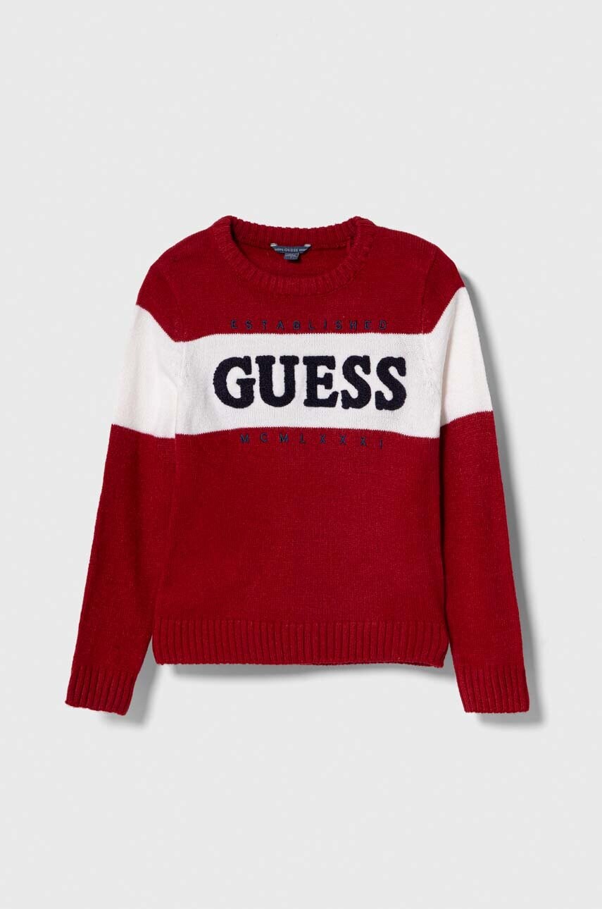

Детски пуловер Guess в червено от лека материя, Червен