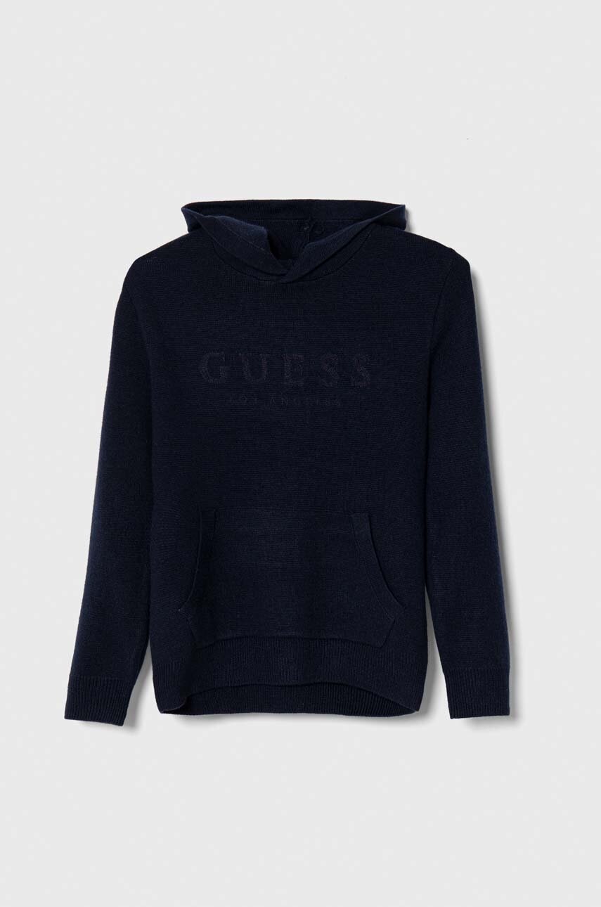 

Детский свитер с примесью шерсти Guess цвет синий лёгкий