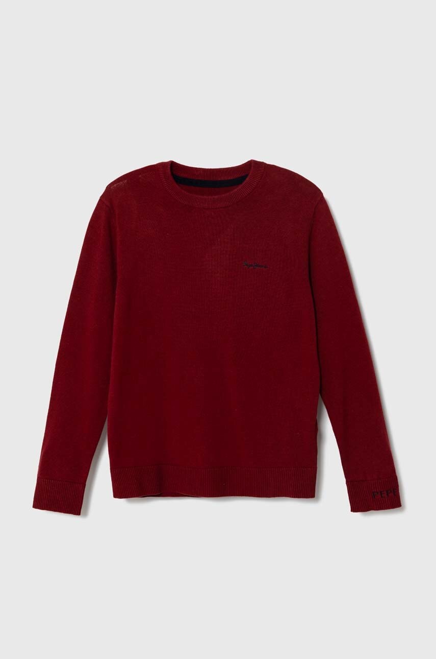 Детский хлопковый свитер Pepe Jeans цвет бордовый лёгкий Детский хлопковый свитер Pepe Jeans цвет бордовый лёгкий