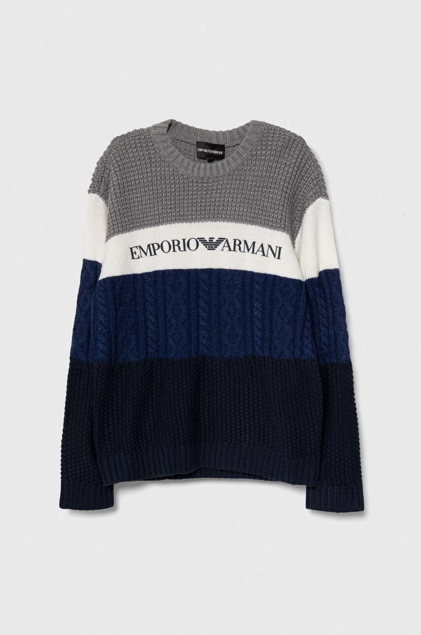 E-shop Dětský vlněný svetr Emporio Armani šedá barva