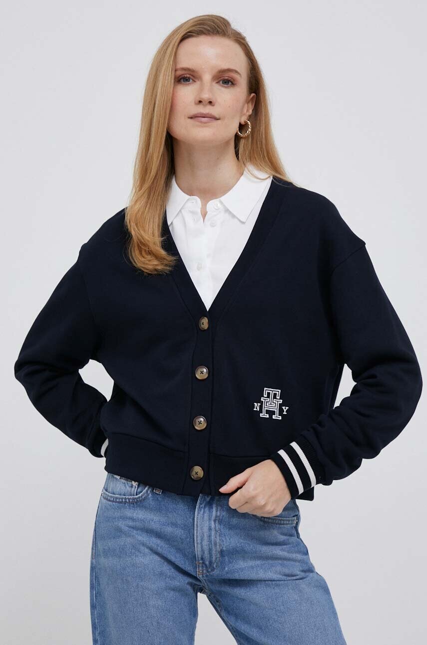 

Бавовняний кардиган Tommy Hilfiger колір синій легкий