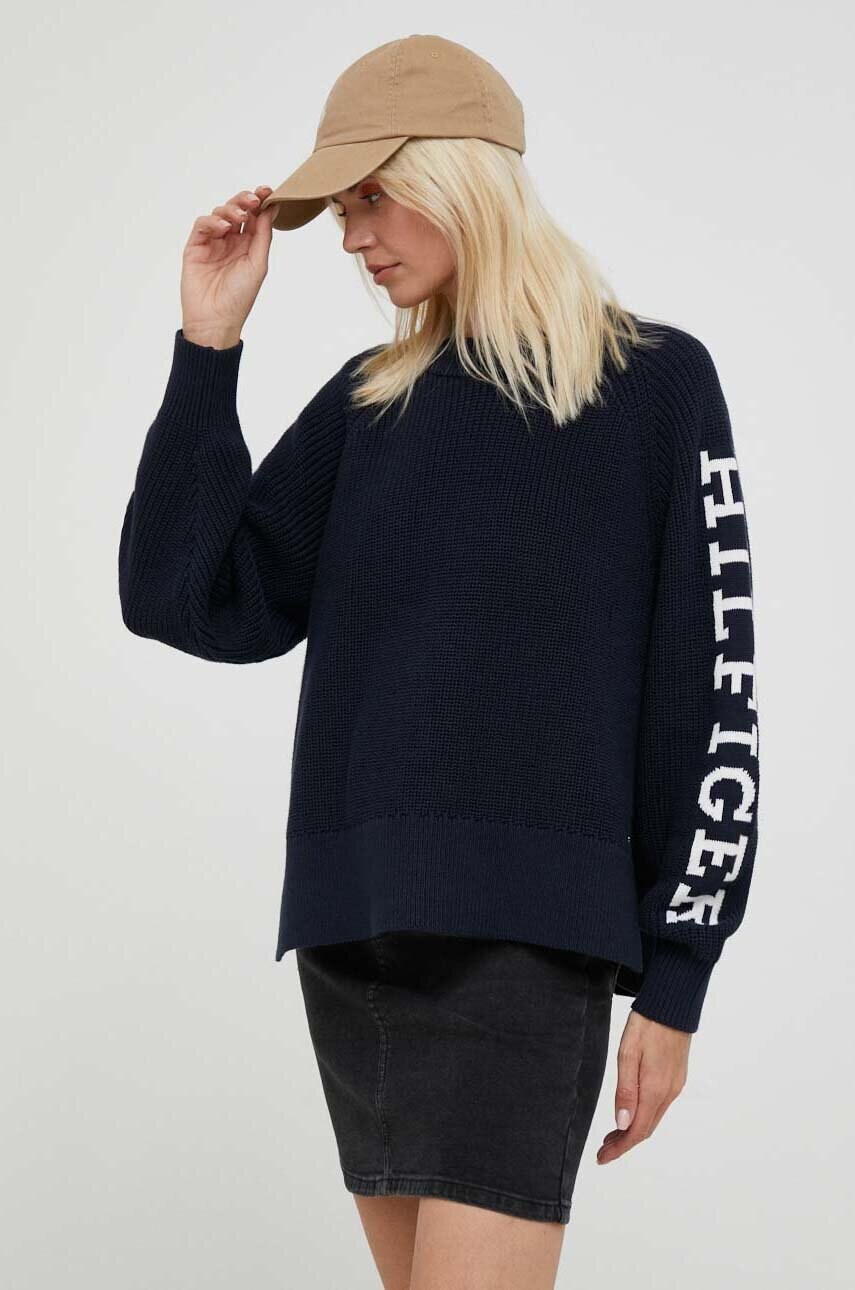 

Хлопковый свитер Tommy Hilfiger цвет синий тёплый