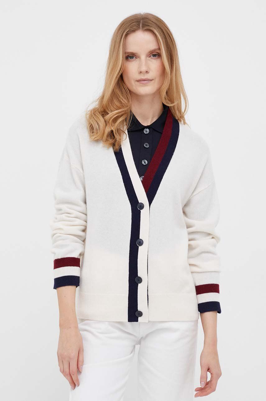 

Шерстяной кардиган Tommy Hilfiger цвет бежевый лёгкий