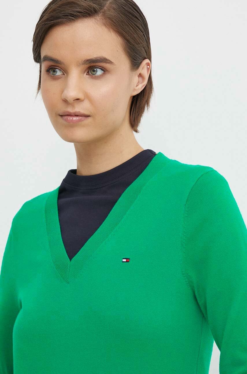 

Пуловер Tommy Hilfiger дамски в зелено от лека материя WW0WW40098, Зелен