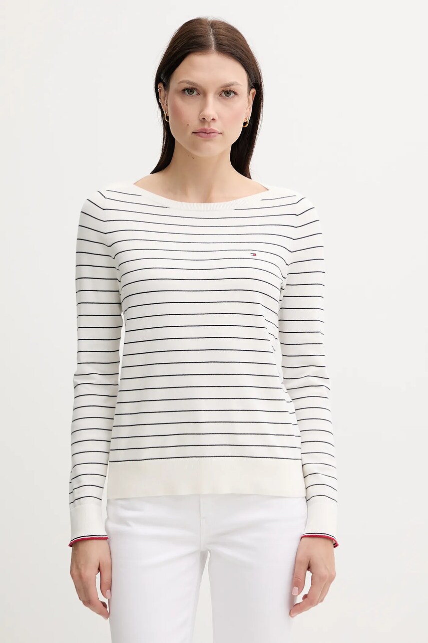 Levně Svetr Tommy Hilfiger dámský, bílá barva, WW0WW40099