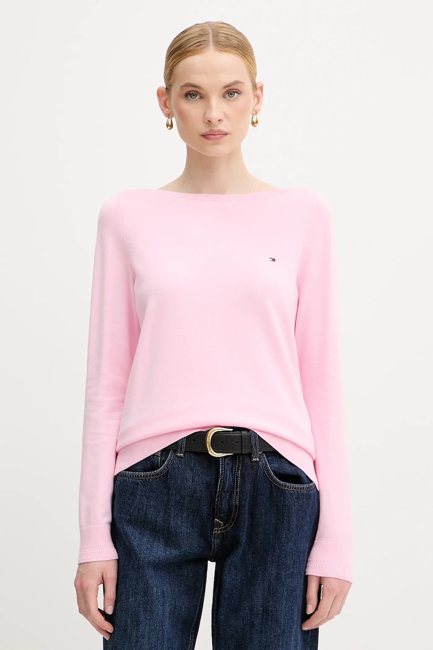 Tommy Hilfiger sweter damski kolor różowy lekki WW0WW40099