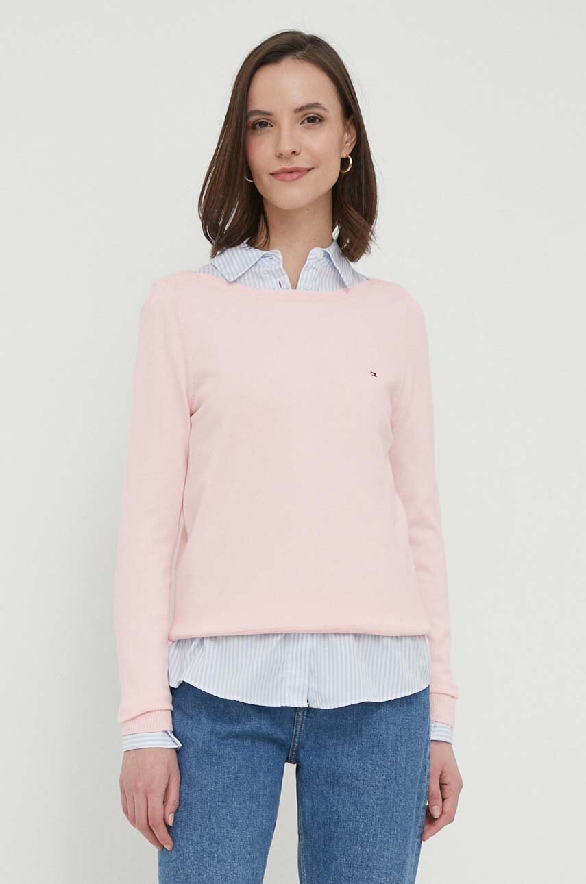 

Пуловер Tommy Hilfiger дамски в розово от лека материя WW0WW40099, Розов