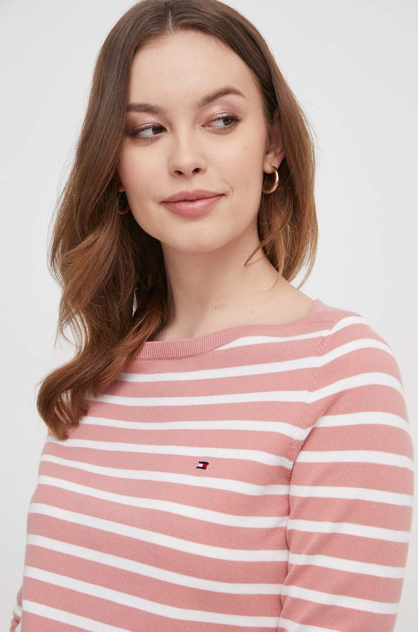 

Пуловер Tommy Hilfiger дамски в розово от лека материя WW0WW40099, Розов