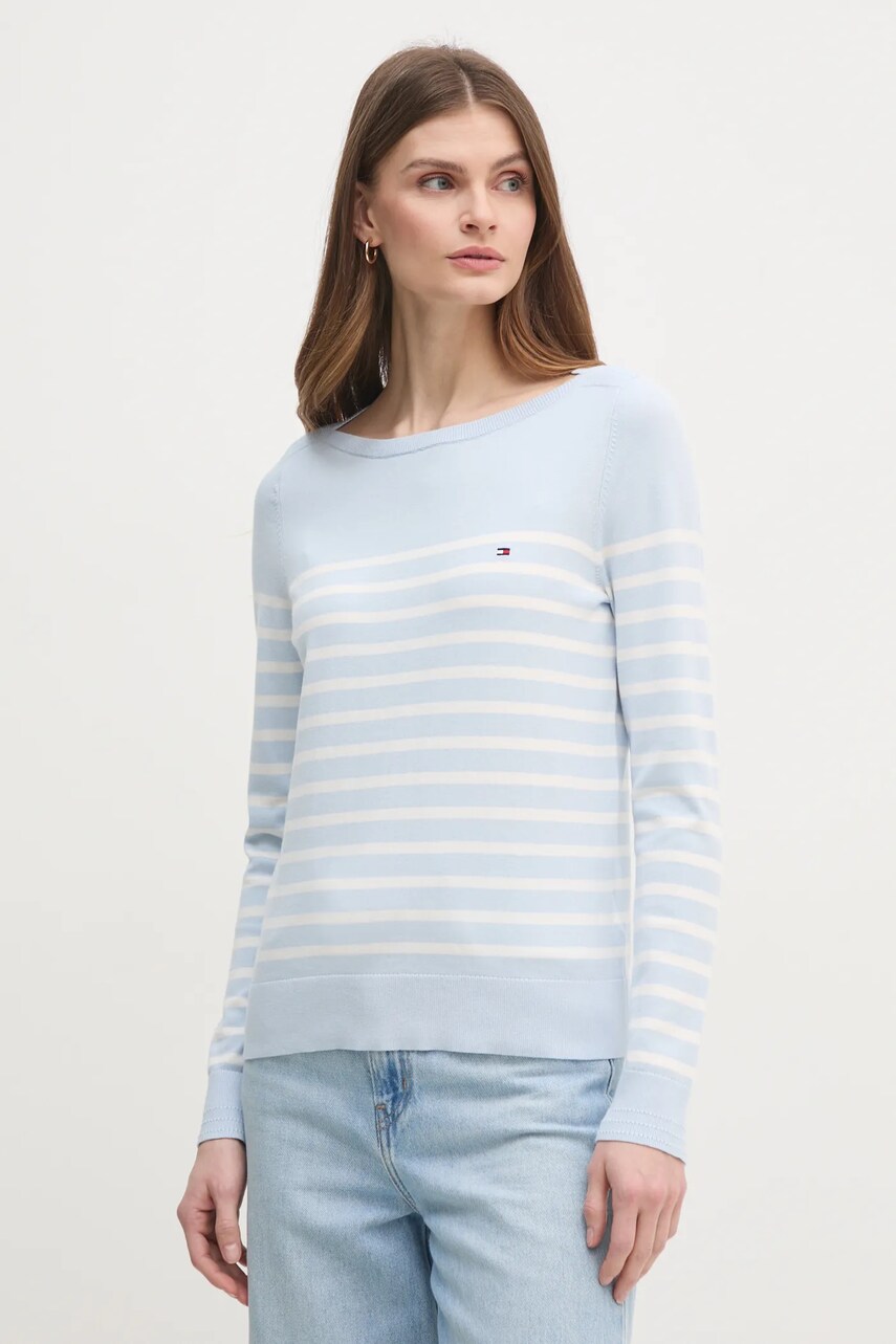 Levně Svetr Tommy Hilfiger dámský, modrá barva, lehký, WW0WW40099