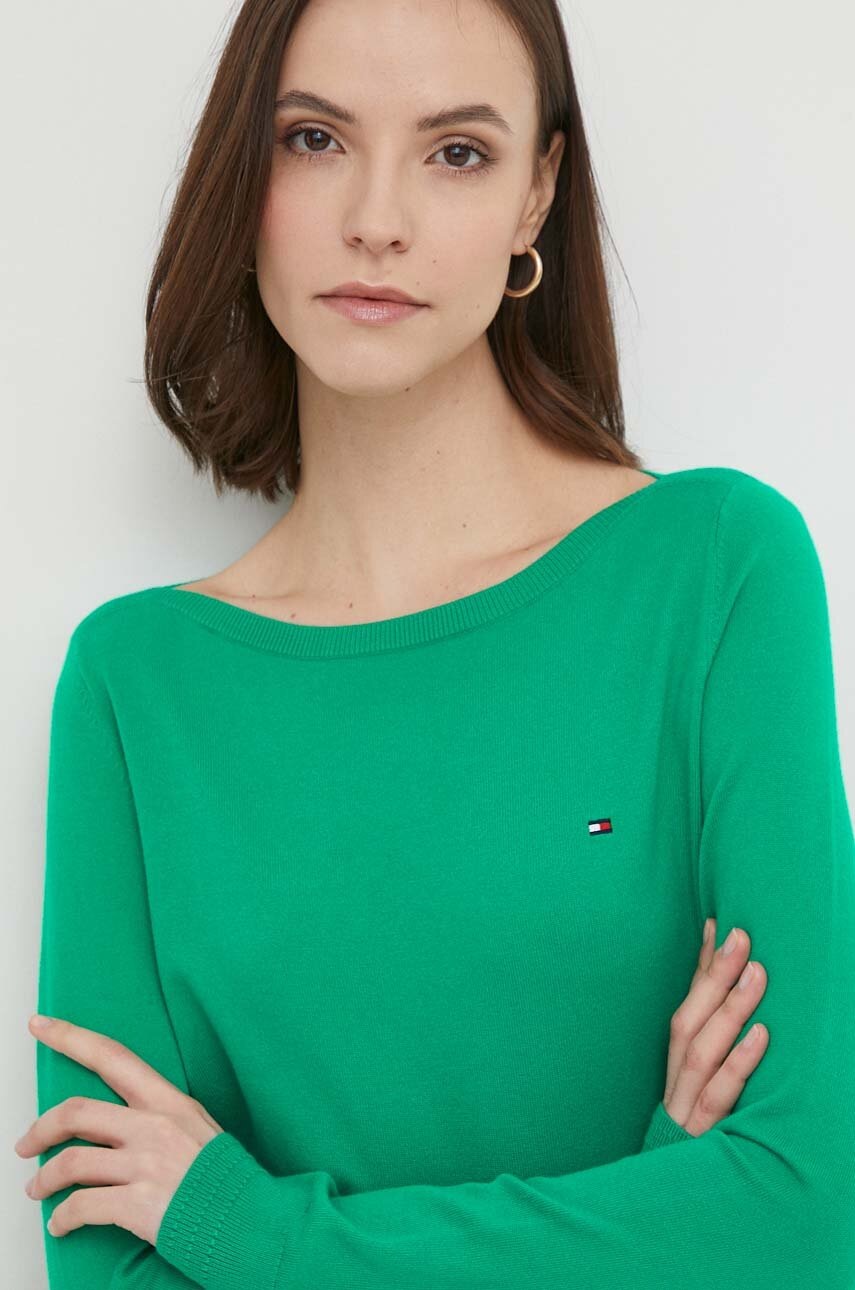

Пуловер Tommy Hilfiger дамски в зелено от лека материя WW0WW40099, Зелен