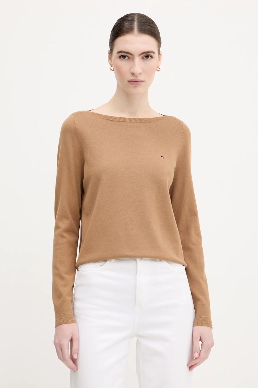 Levně Svetr Tommy Hilfiger dámský, hnědá barva, WW0WW40099