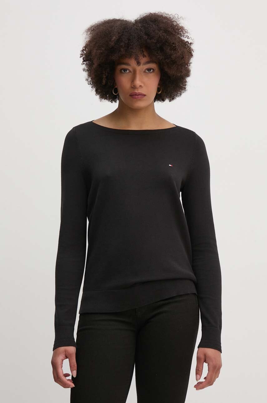 

Пуловер Tommy Hilfiger дамски в черно от лека материя WW0WW40099, Черен