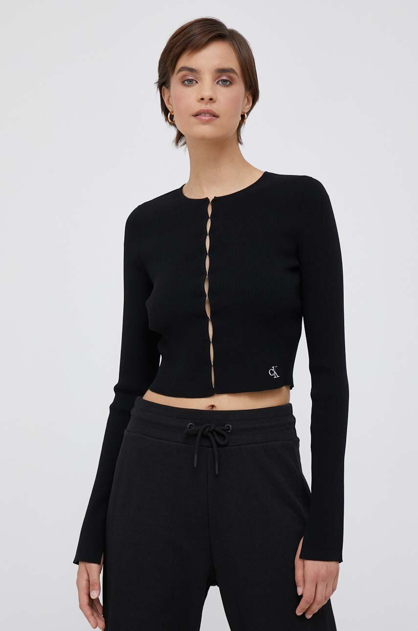Kardigan Calvin Klein Jeans černá barva - černá -  75 % Polyester