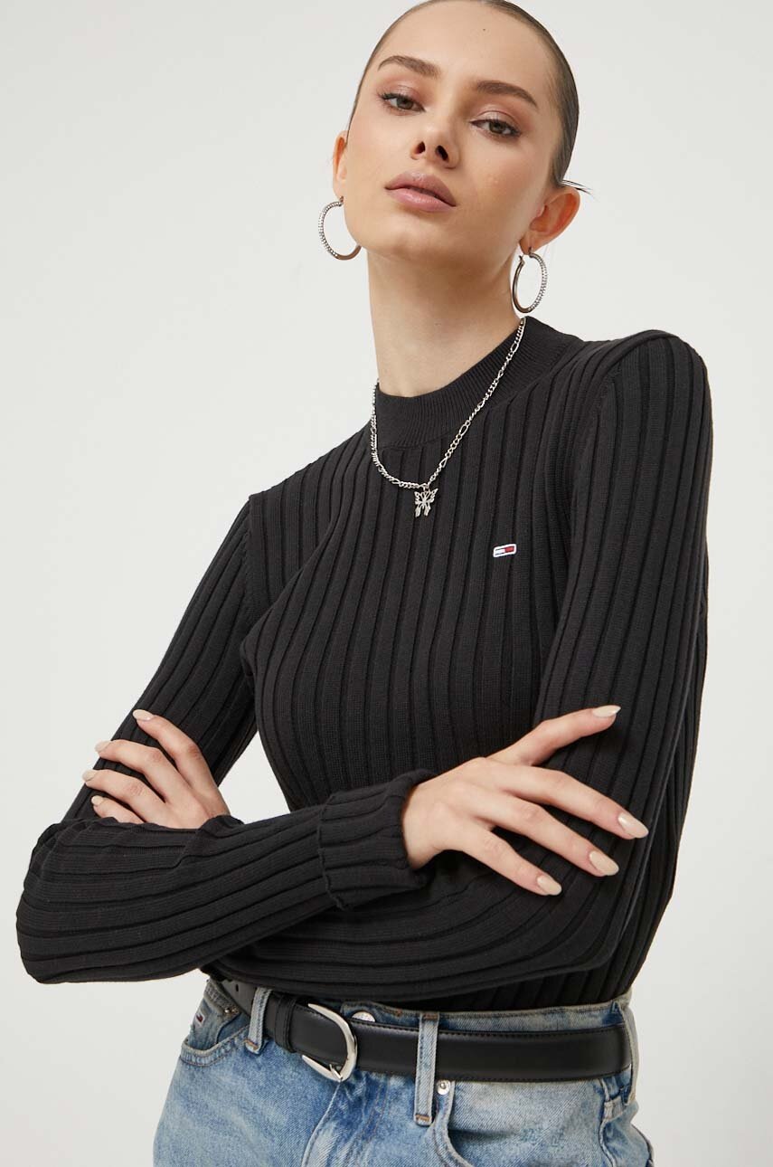 

Хлопковый свитер Tommy Jeans цвет чёрный лёгкий