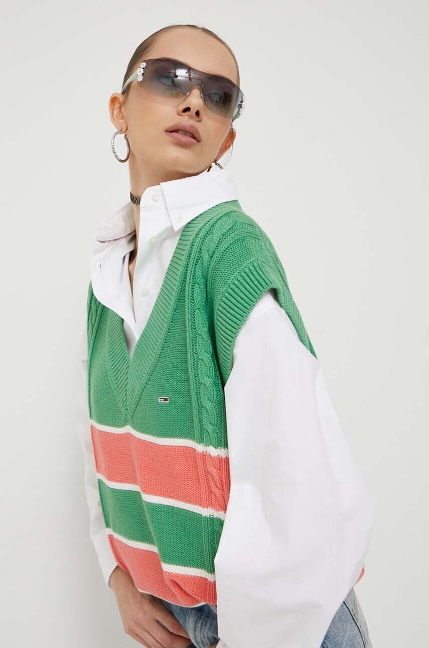 Tommy Jeans vesta culoarea verde, light