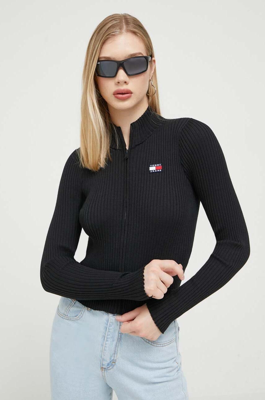 Tommy Jeans pulover femei, culoarea negru, light