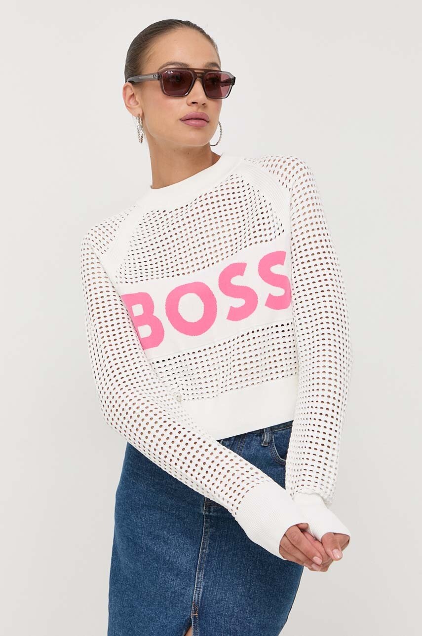 Boss Pulover Femei, Culoarea Alb, Light