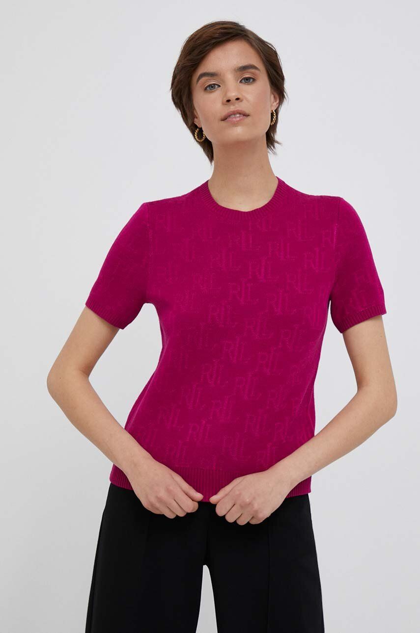 Svetr Lauren Ralph Lauren dámský, růžová barva, lehký - růžová -  60 % Bavlna