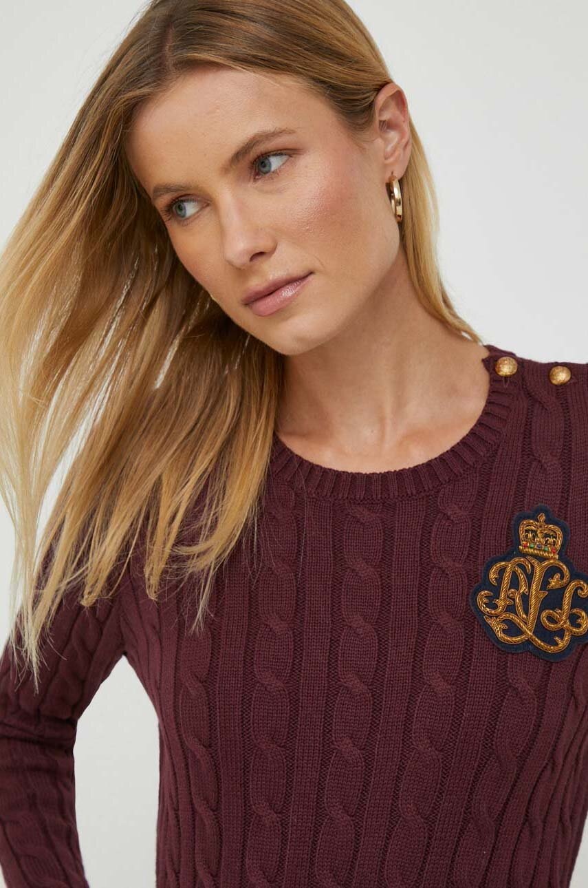 

Памучен пуловер Lauren Ralph Lauren в бордо от лека материя