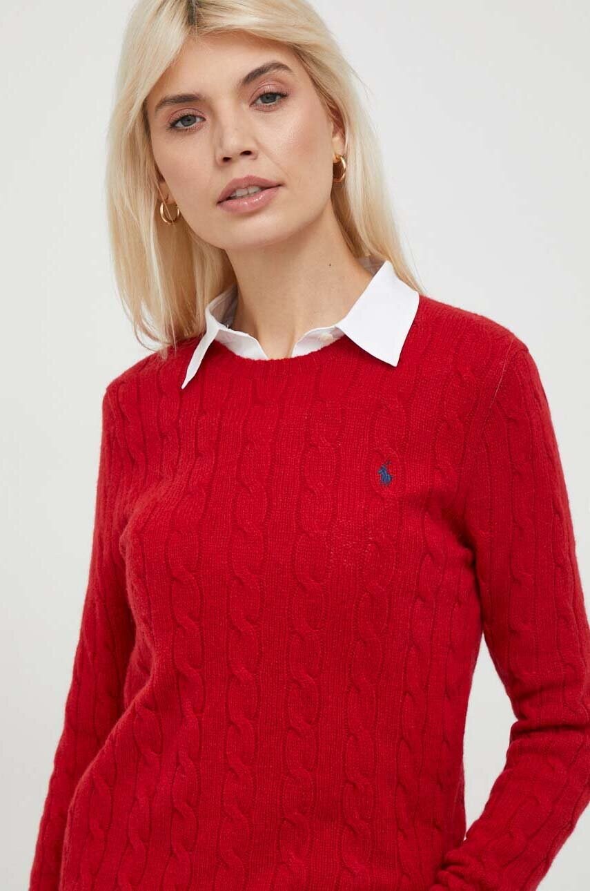 

Шерстяной свитер Polo Ralph Lauren женский цвет красный лёгкий