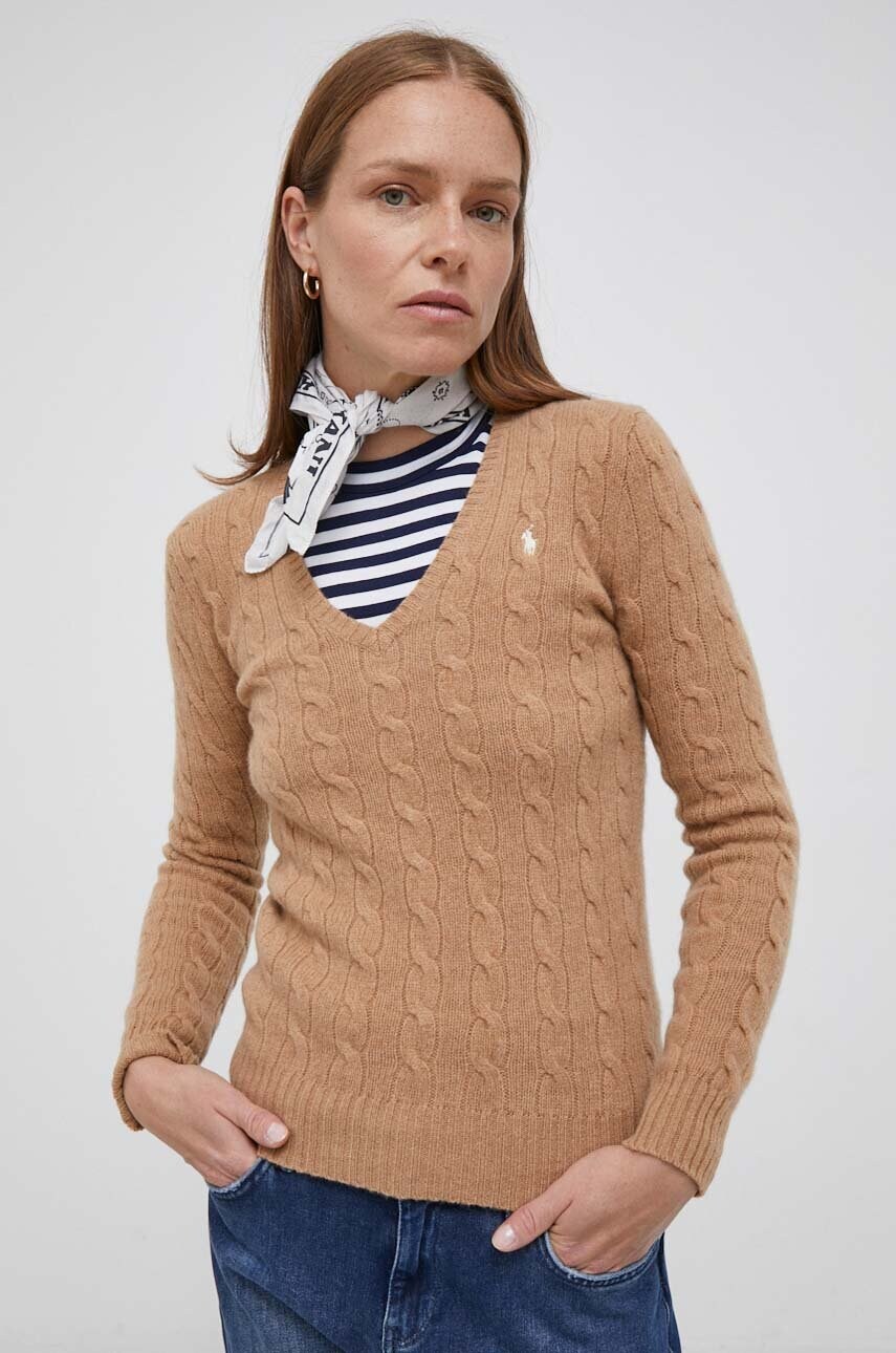 

Шерстяной свитер Polo Ralph Lauren женский цвет бежевый лёгкий