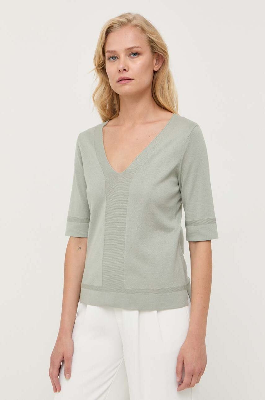 Max Mara Leisure pulover de mătase culoarea verde, light