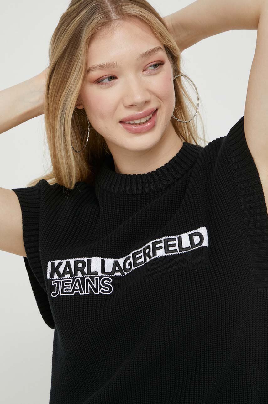 Bavlněná vesta Karl Lagerfeld Jeans černá barva - černá -  100 % Bavlna