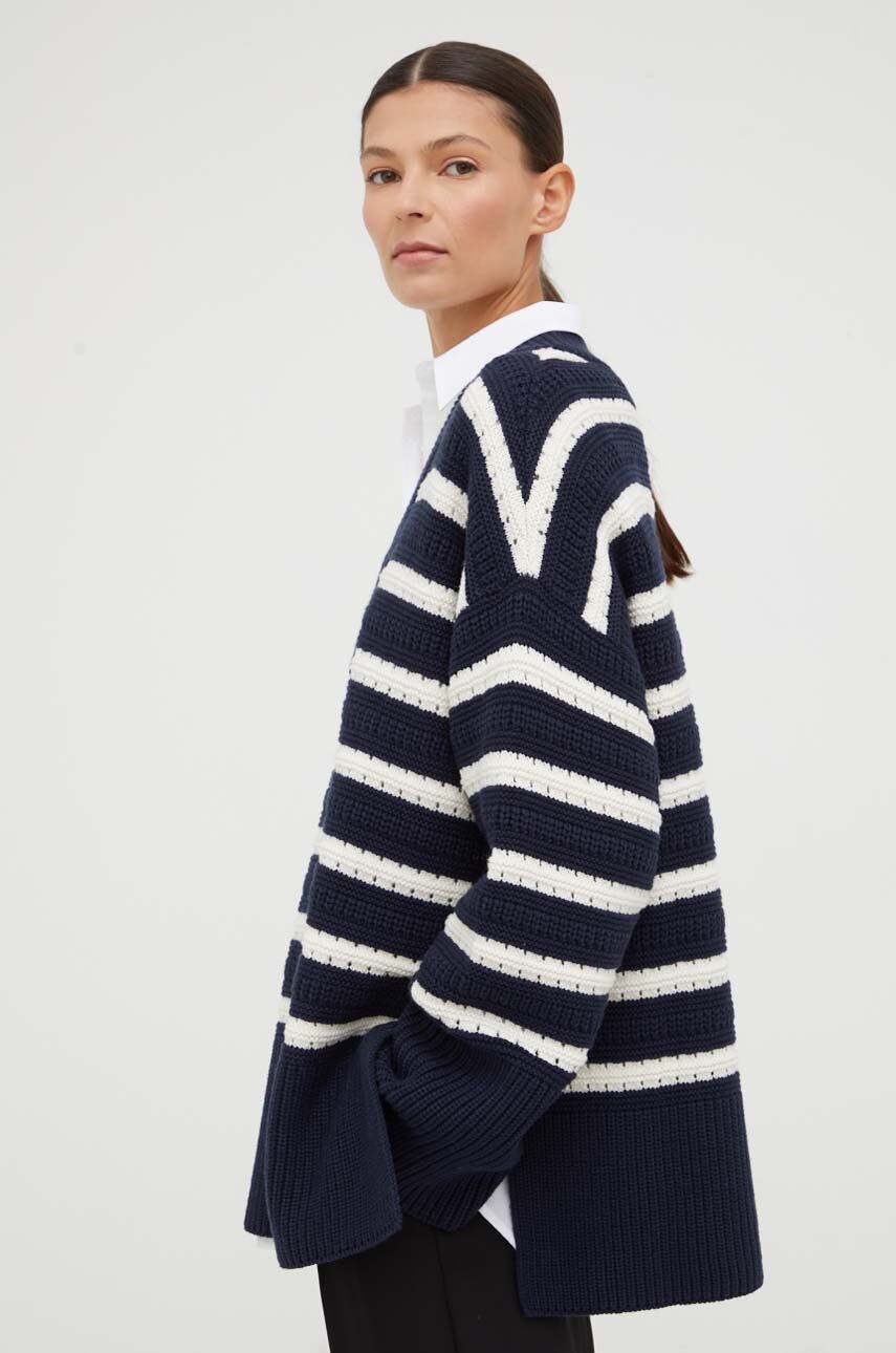 Samsoe Samsoe pulover din amestec de lana femei, culoarea albastru marin, călduros