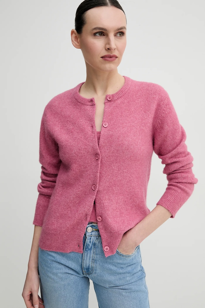 Samsoe Samsoe cardigan din lana NOR culoarea roz, light, F16422744 Samsoe Samsoe cardigan din lana NOR culoarea roz, light, F16422744