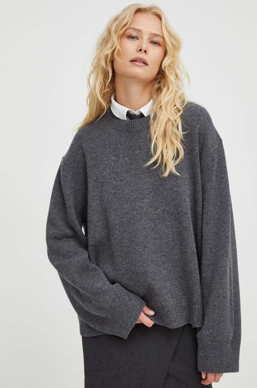 Herskind pulover de lana femei, culoarea gri