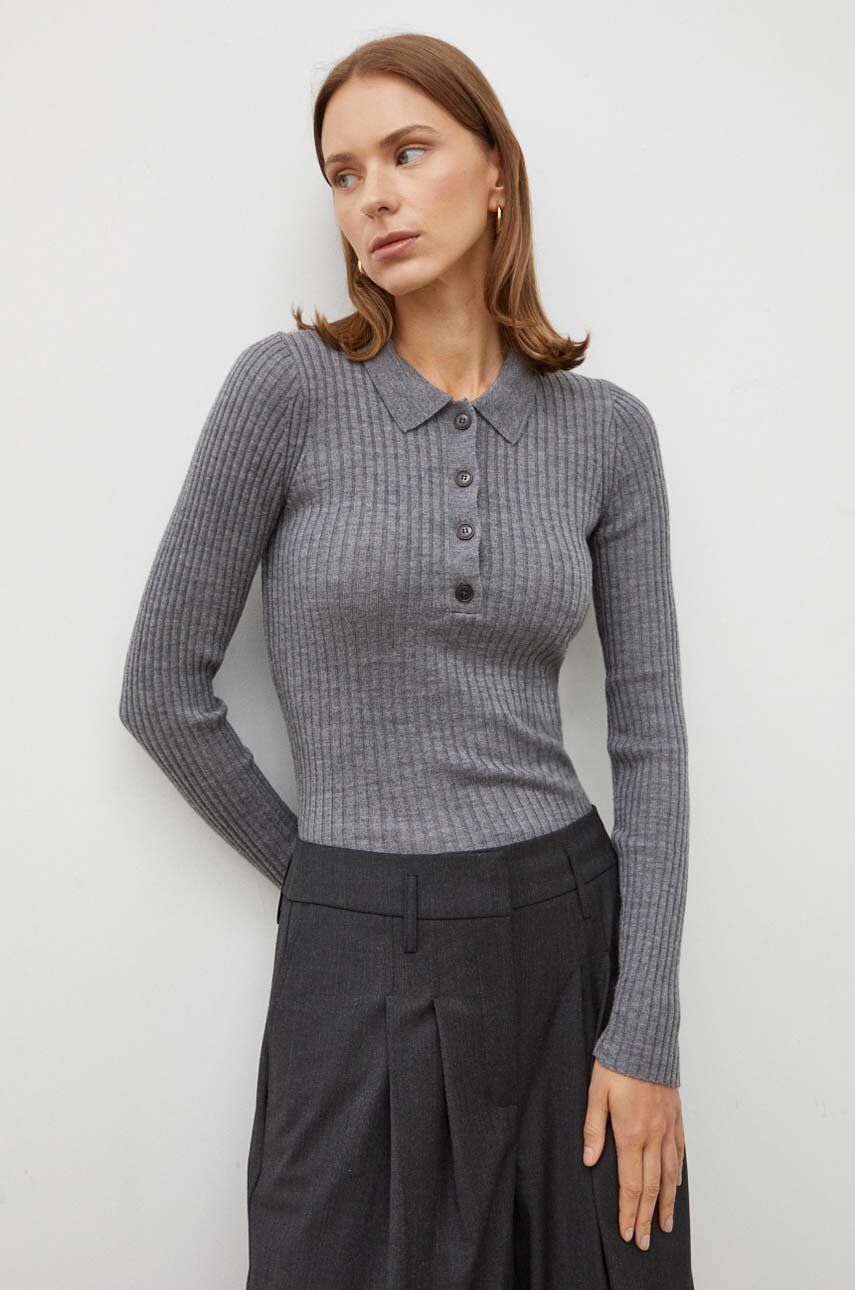 Herskind pulover de lana femei, culoarea gri, light