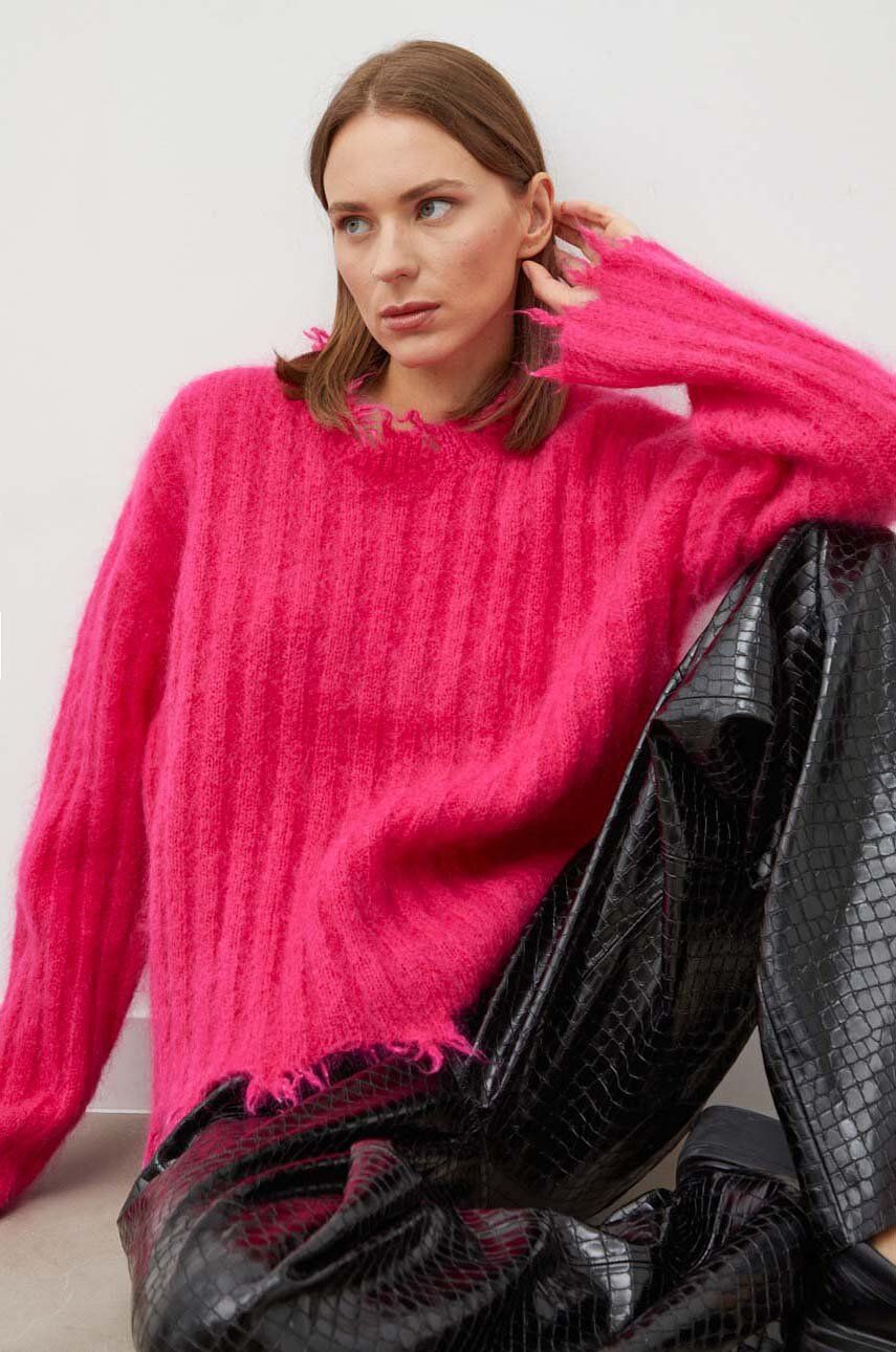 Herskind pulover de lana femei, culoarea roz