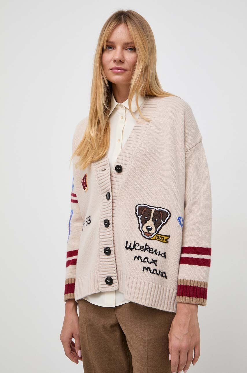 

Вовняний кардиган Weekend Max Mara колір бежевий