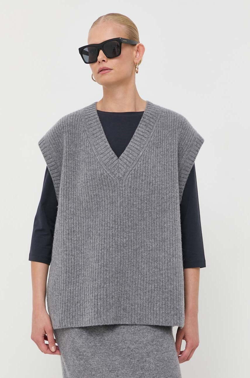 

Вълнен елек Weekend Max Mara в сиво от топла материя, Сив