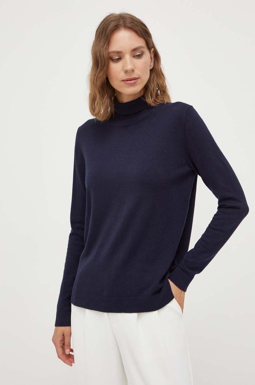 

Свитер с примесью шелка Weekend Max Mara цвет синий лёгкий с гольфом