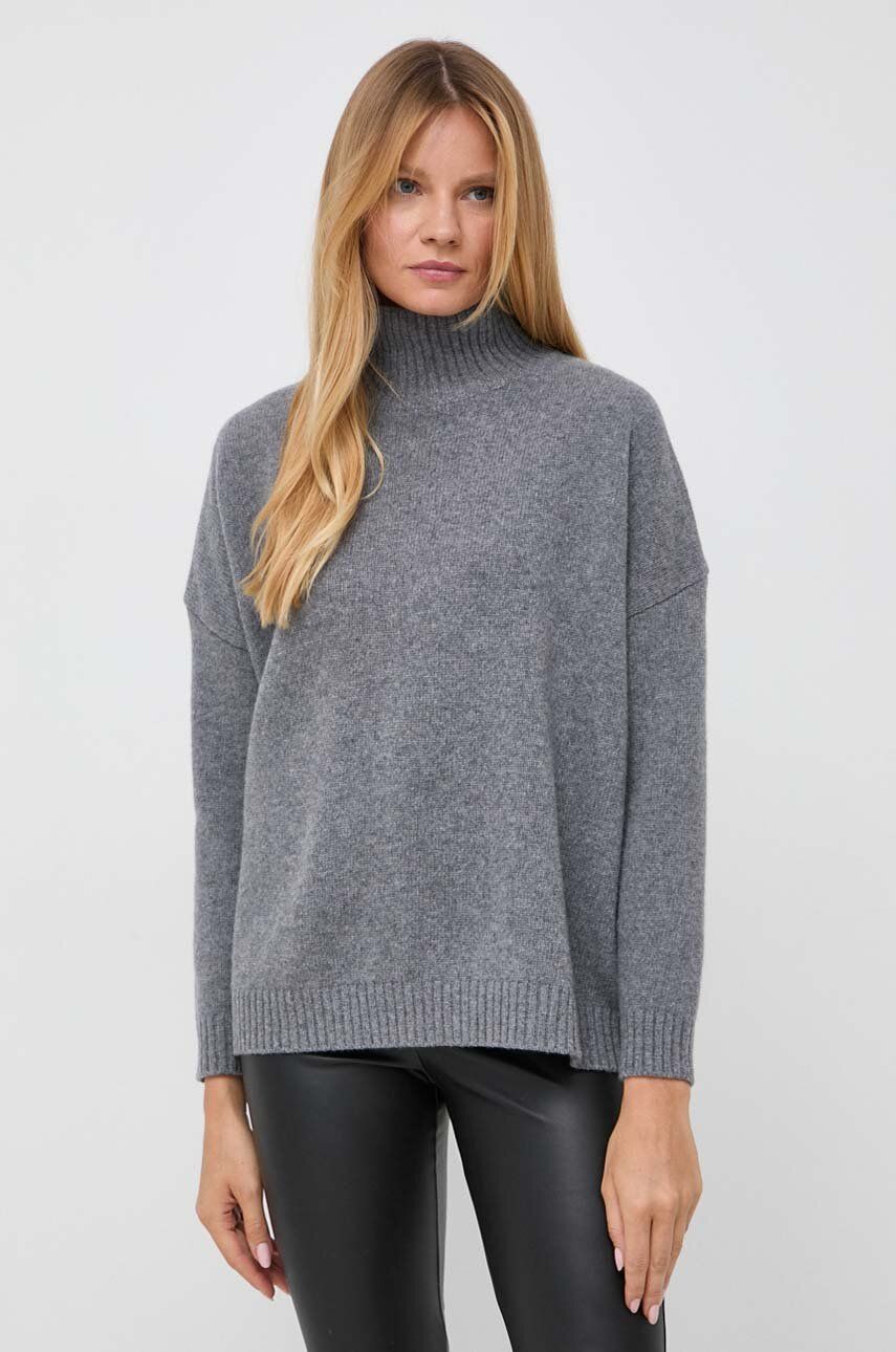 Weekend Max Mara pulover de lana femei, culoarea gri, cu guler