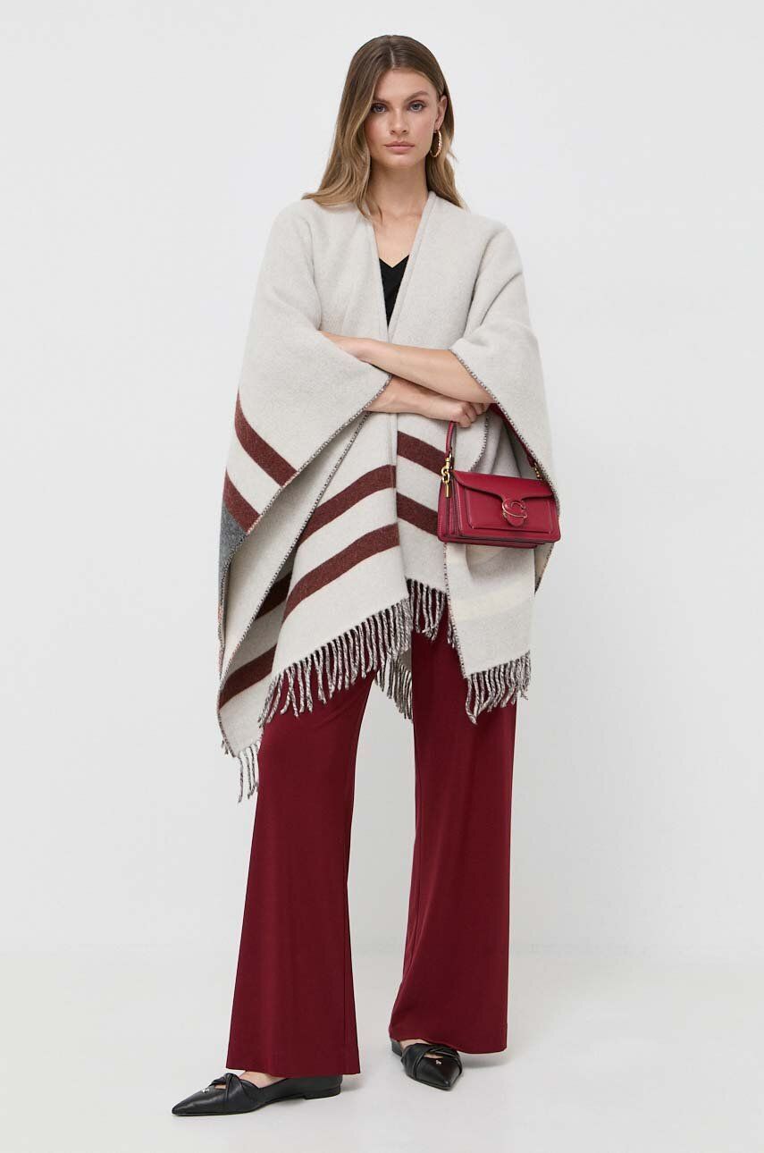 Weekend Max Mara poncho de lana culoarea gri, călduros