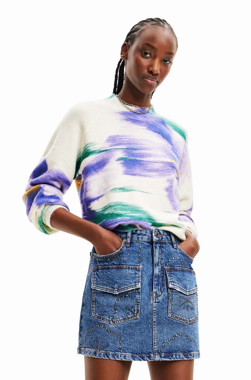 Desigual pulover femei, culoarea bej