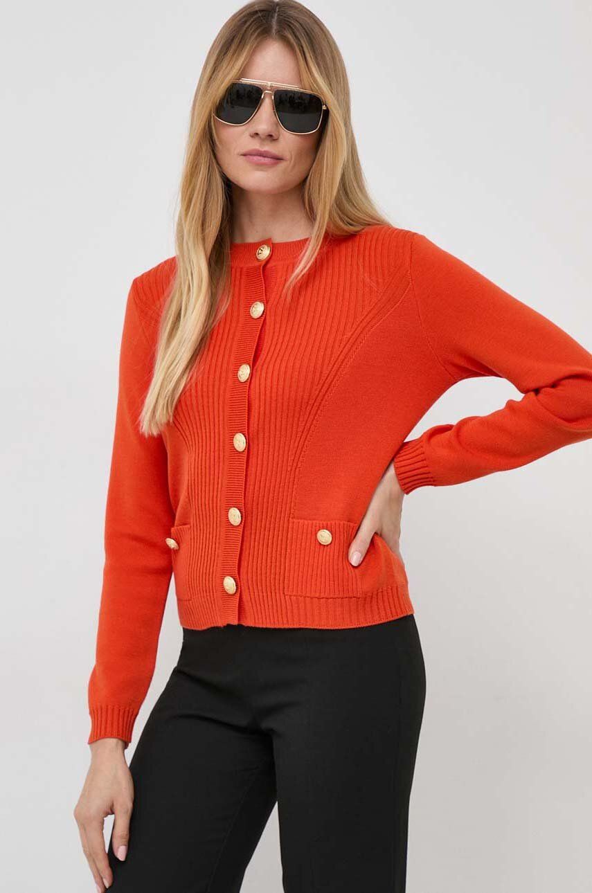Luisa Spagnoli cardigan din lana culoarea portocaliu, light