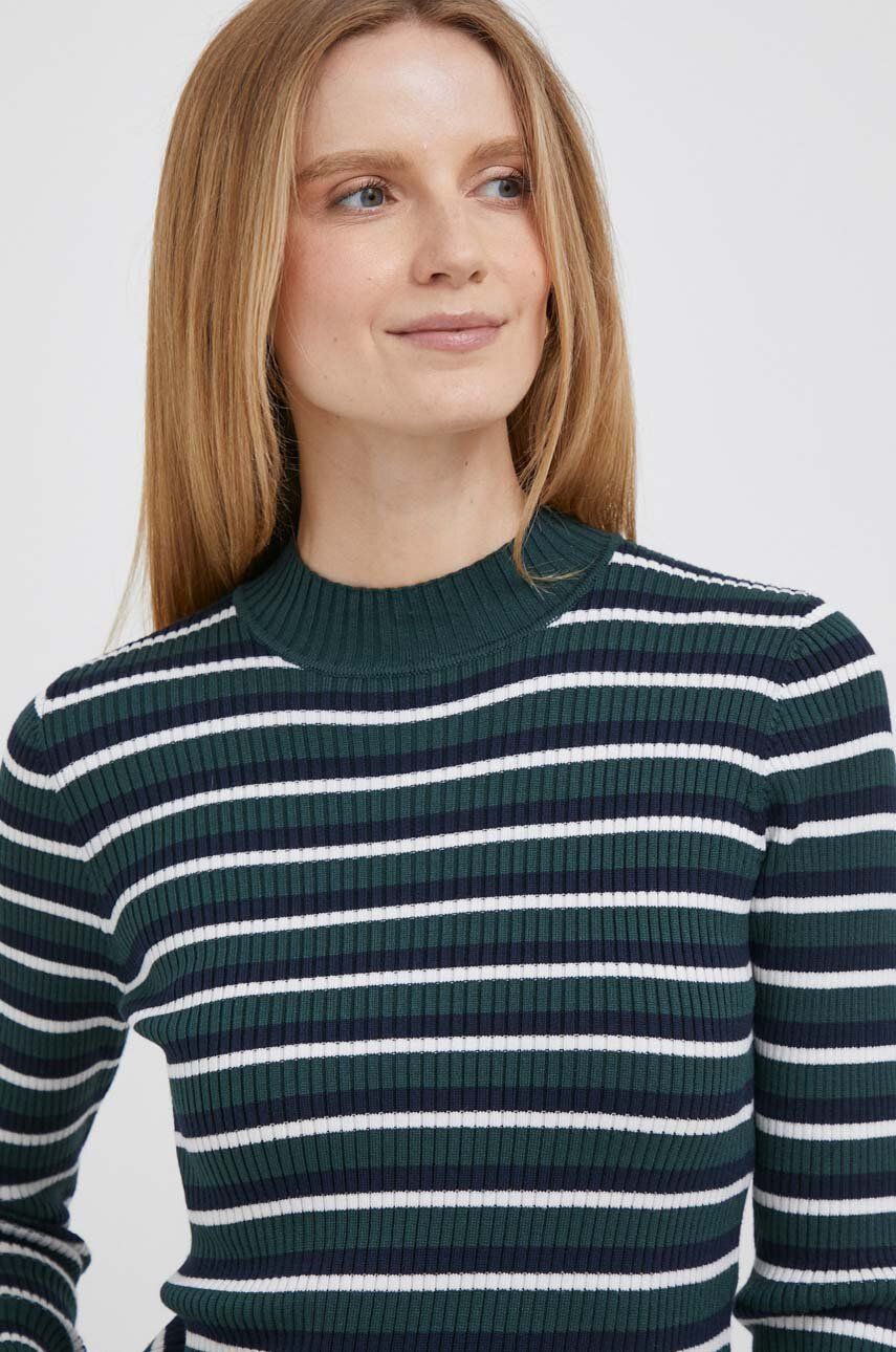 Pepe Jeans Pulover Femei, Culoarea Verde, Light, Cu Turtleneck