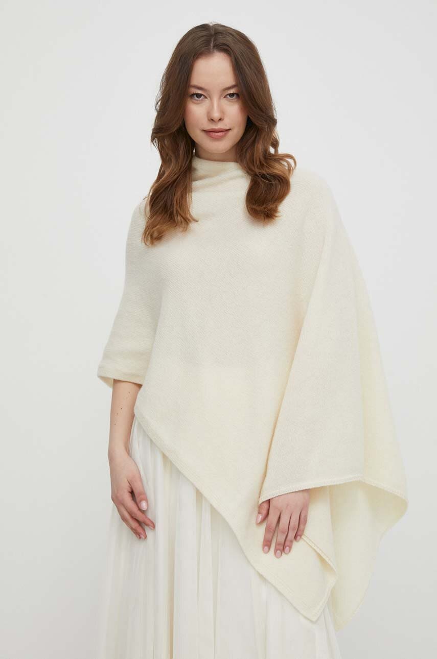 United Colors of Benetton poncho de lana culoarea bej