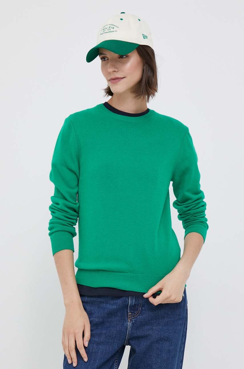 

Вовняний светр United Colors of Benetton жіночий колір зелений легкий