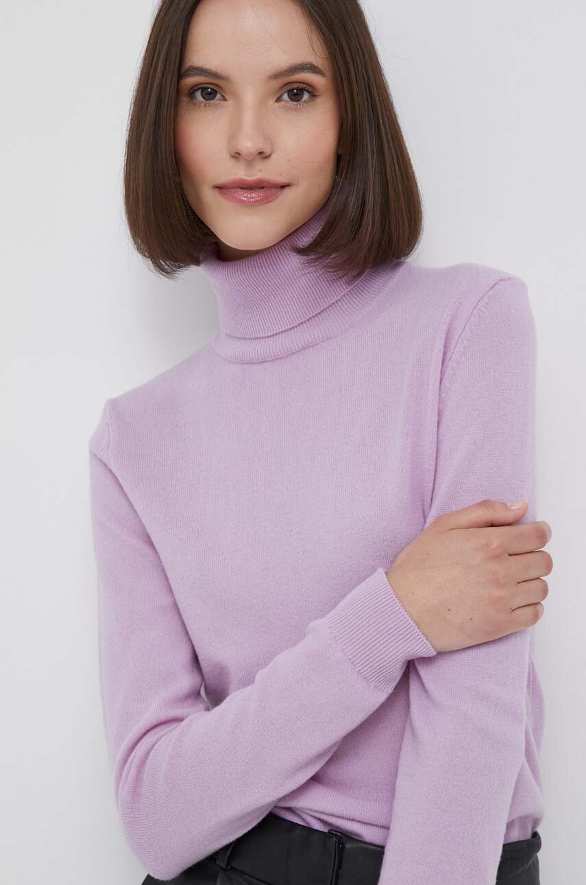 

Вовняний светр United Colors of Benetton жіночий колір фіолетовий легкий гольф
