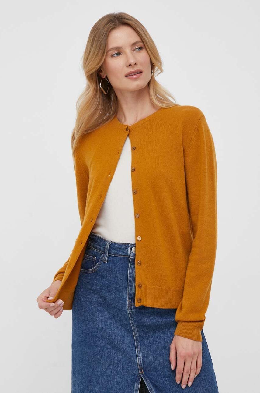 

Вовняний кардиган United Colors of Benetton колір коричневий легкий