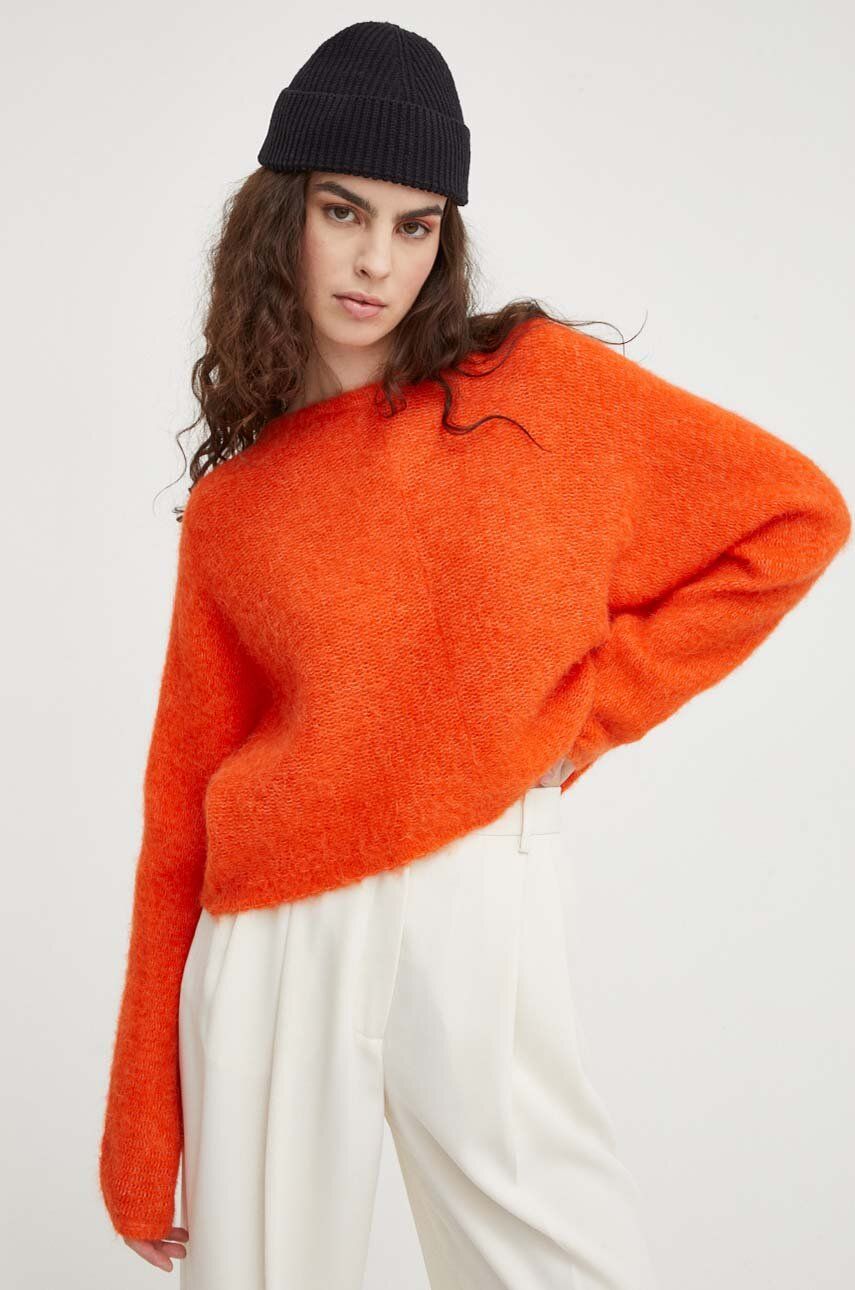 Vlněný svetr American Vintage dámský, oranžová barva - oranžová - 33 % Vlna